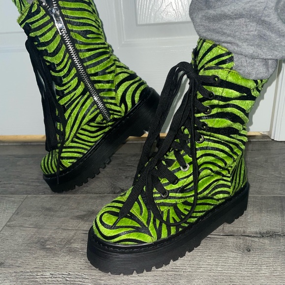 Current Mood Lime/Neon Green and Black Zebra Print Boots - Picture 10 of 10